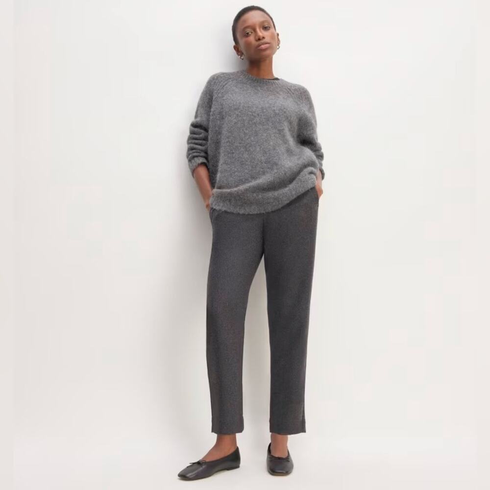 Everlane Dark Charcoal Wool Gray High-Rise Straight Trousers - Picture 8 of 9